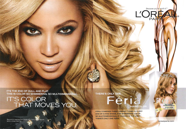 Beyonce Knowles for Loreal beauty celebrity endorsements