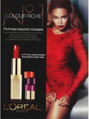 Beyonce L'Oreal Lipstick celebrity endorsements