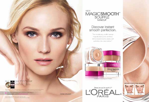 Diane Kruger Loreal makeup beauty celebrity endorsements