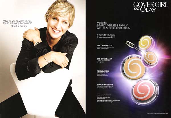 Ellen DeGeneres, Simply Ageless CoverGirl Olay cosmetics