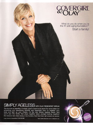 Ellen DeGeneres CoverGirl Olay Simply Ageless celebrity endorsements