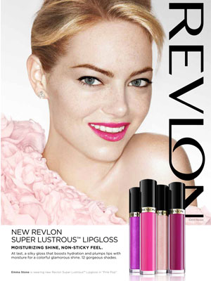 Emma Stone Revlon Super Lustrous Lipgloss celebrity endorsements