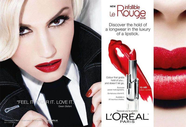 Gwen Stefani Loreal cosmetics beauty celebrity endorsements