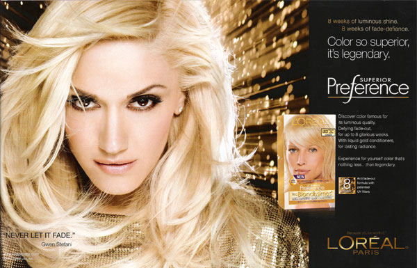 Gwen Stefani L'Oreal Superior Preference celebrity endorsements