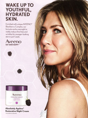 Jennifer Aniston Aveeno endorsement ads