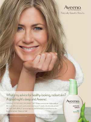 Jennifer Aniston Aveeno celebrity endorsement ads