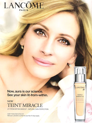 Julia Roberts Lancome Teint Miracle makeup celebrity endorsements