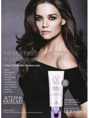 Katie Holmes for Alterna Haircare celebrity endorsement ads