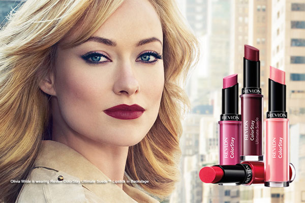 Olivia Wilde for Revlon ColorStay Ultimate Suede Lipstick celebrity endorsement ads