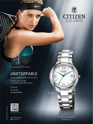 Victoria Azarenka for Citizen watches celebrity endorsement ads