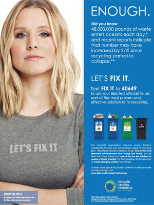 Kristen Bell Recycle Across America ad